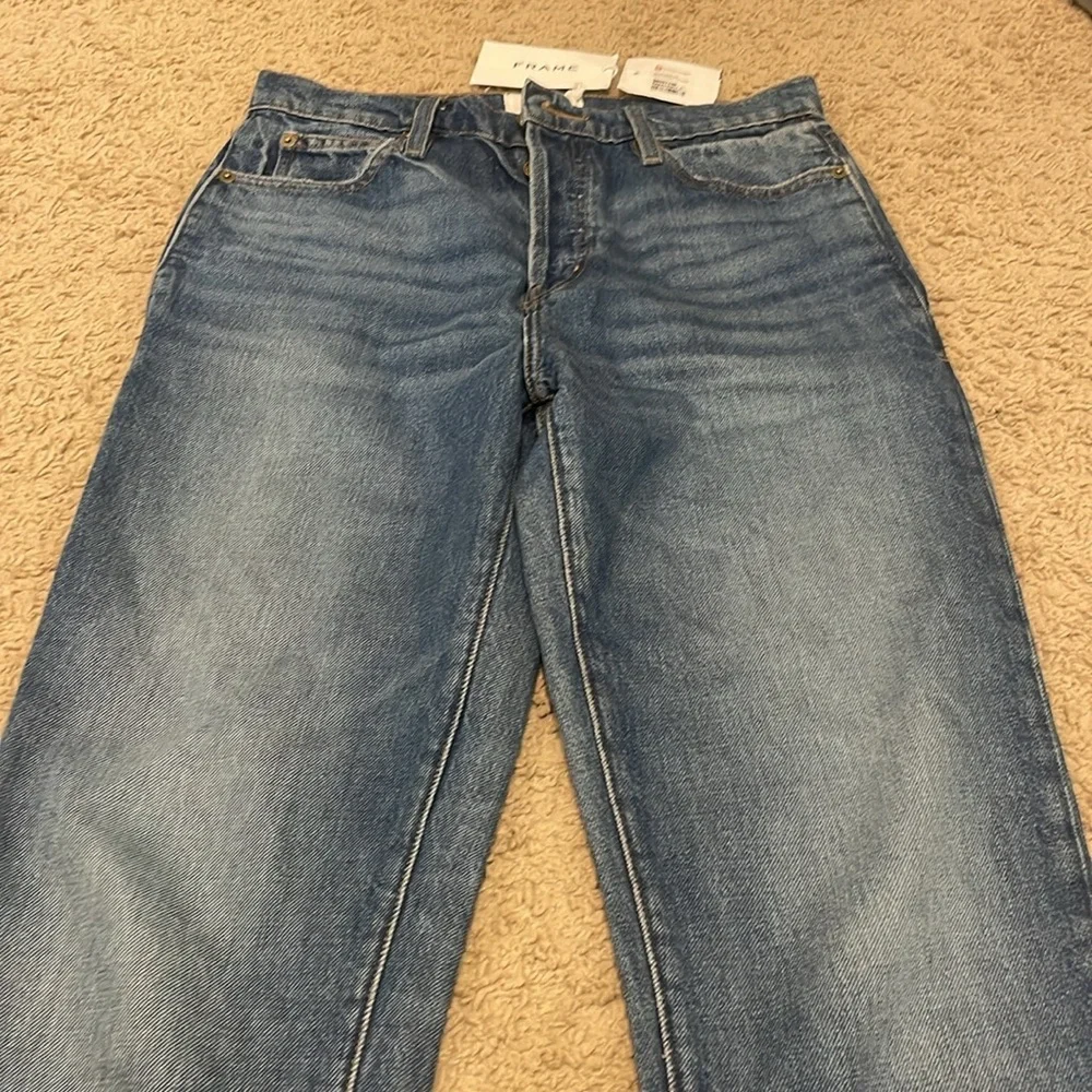 FRAME DENIM LE MAC JEAN LIGHT WASH HIGH RISE STRAIGHT LEG BUTTON FLY JEANS 25NWT - Picture 8 of 16